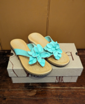 NIB b.o.c. Born Concepts Womens MOYER Aqua Blue Floral Thong Sandals Size 9M - £34.02 GBP