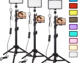 The 3 Pack Led 9-Color Filter Studio Streaming Lights Are Ideal For Phot... - £40.71 GBP