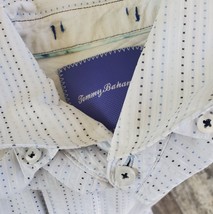 Tommy Bahama Dress Shirt Men M 15.5 Neck L/S White & Blue 100% Cotton - £12.43 GBP