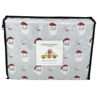 Cynthia Rowley Christmas Holiday Santa Claus Ho Ho Ho Gray Queen Bed She... - £35.62 GBP