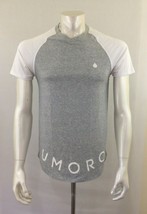 UMORO Men's Size Medium Heather Gray White V Neck Cotton Blend T Shirt - £6.96 GBP