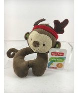 FISHER-PRICE MONKEY REINDEER BABY RING RATTLE 6&quot; NEW WITH TAGS! - $5.93