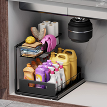 Under Sink Organizers and Storage 2 Tier Slide Out Kitchen Cabinet Organ... - £32.42 GBP