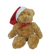 Hallmark Christmas Teddy Bear Bow Santa Hat Plush Stuffed Animal 15.5&quot; - $35.27 CAD