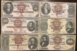 Reproduction Full Set 1880 Silver Certificates $10-$1000 6 Notes USA Banknotes - £10.95 GBP