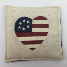 Americana Home Decor Mini Pillow White Heart USA Flag Stars Stripes Red Blue - £12.04 GBP