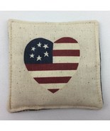 Americana Home Decor Mini Pillow White Heart USA Flag Stars Stripes Red ... - £11.80 GBP