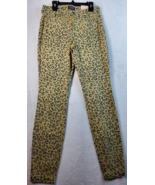 NYDJ Pants Women Size 0 Yellow Animal Print Cotton Pockets Flat Front Be... - £19.70 GBP