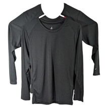 Womens Black Long Sleeve Shirts Medium Blank Plain Performance Tops with... - £25.48 GBP