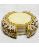 Natural Marble 7 Piece Set Holder &amp; Tea Coaster 24K Gold Foil Handcrafte... - £105.09 GBP
