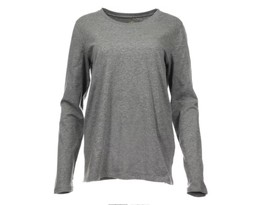 Blue Mountain Gray Heather Women&#39;s Long-Sleeve Solid Scoop Neck T-Shirt,... - $27.90