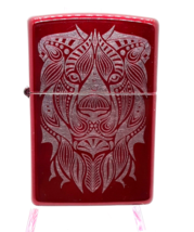 Tattooed Lion Design Authentic Zippo Lighter Gloss Red Finish - $29.99