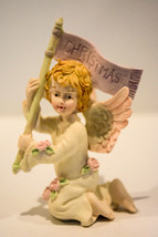Angel With Christmas Banner - Pink Banner - Porcelain  Classic Figure - £8.07 GBP