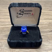 Vintage Suzanne Somers Gold Tone Large Blue Stone Ring Size 6 KG - $19.79
