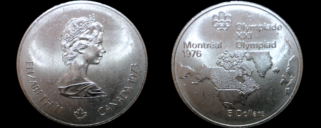 1973 Canadian Silver 5 Dollar World Coin - Canada 1976 Montreal Olympics - $44.99