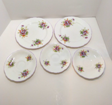 Vintage Bone China Hammersley &amp; Co Salad -Tea Plates Floral Scalloped Rim 5 Pcs. - £27.20 GBP