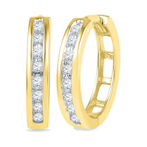 10k Yellow Gold Womens Round Diamond Hoop Fashion Earrings 1/5 Cttw - £255.79 GBP