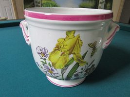 R.B. BERNARDA Portugal Pottery Planter Bucket Centerpiece Yellow Orchids... - $104.85