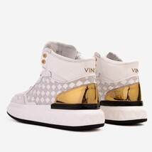 The Eugene White & Gold Woven Leather High-Top Men Sneaker image 8
