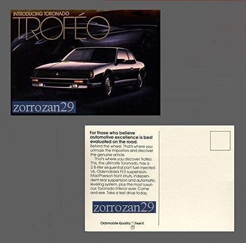1987 OLDSMOBILE TORONADO TROFEO 2-Door COUPE FACTORY ORIGINAL COLOR POST... - $6.34