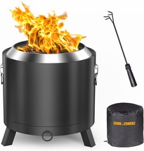 Rockandrocker Smokeless Fire Pit, 304 Stainless Steel, 18 Point, Portable Handle - £228.60 GBP