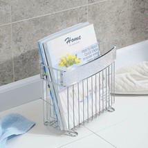 Bathroom Magazine Holder Rack Stand Newspaper Storage Chrome Toilet Organizer - £87.02 GBP