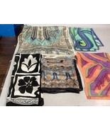 Set Of 5 Multicolored Silk &amp; Polyester Women’s Scarves Wraps - $27.18 CAD