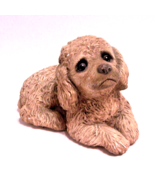 LIFE LIKE CERAMIC SITTING MINITURE POODLE DOG STATUE 5&quot; HIGH 8&quot; LONG - £19.23 GBP