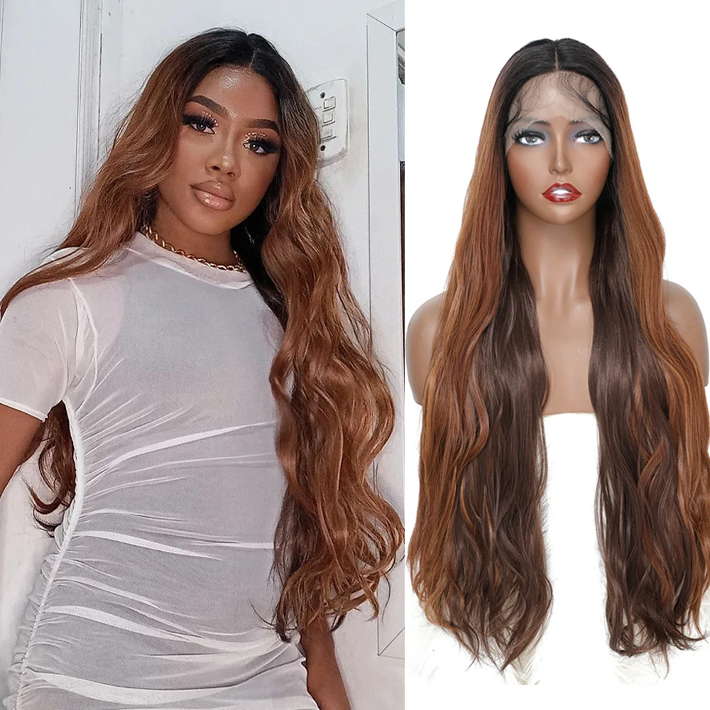 X-TRESS Honey Brown Synthetic Lace Front Wig for Black Women Ombre Color Lo - £25.67 GBP+