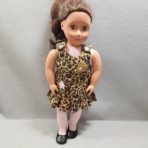 Leopard Animal Print Dress and Faux Black Leather Flats Shoes Fits 18&quot; D... - $9.89