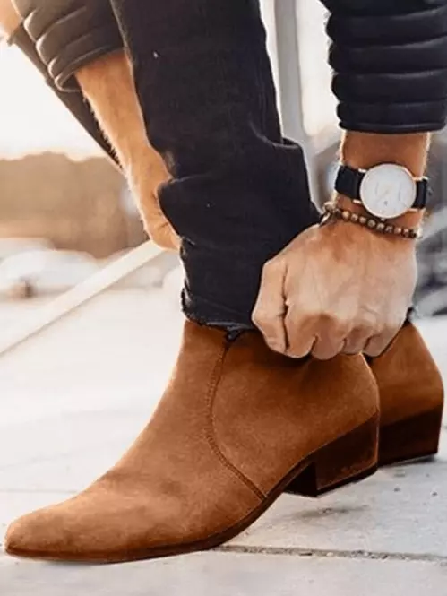 Handmade Brown Suede Formal Handmade Zipper Ankle Traveling Boots For Mens - $149.99+