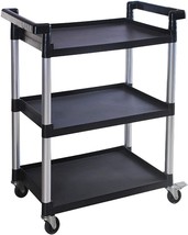 MaxWorks 80774 3-Shelf Utility Plastic Cart with Wheels-225 Lbs Maximum  - £73.52 GBP