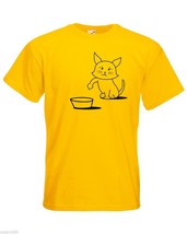 Mens T-Shirt Cute Hungry Cat Design, Sad Kitty Shirts, Asking to Eat Shirt - £19.54 GBP