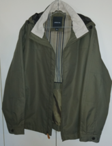 LONDON FOG MEN&#39;S ARMY GREEN ZIP LIGHTWEIGHT JACKET W/HOOD IN COLLAR-L-WO... - $38.00