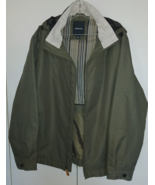 LONDON FOG MEN&#39;S ARMY GREEN ZIP LIGHTWEIGHT JACKET W/HOOD IN COLLAR-L-WO... - $53.36 CAD