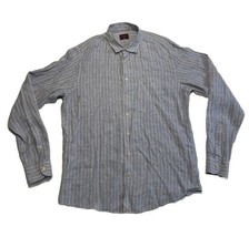 Untuckit Men&#39;s Fieurie Slim Fit Linen Button Up Striped Shirt Large Tall - £16.68 GBP