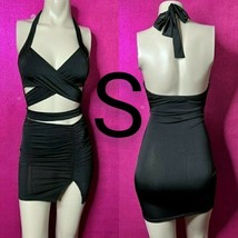 Sexy Black Halter Club Bodycon Dress Size S - £23.31 GBP