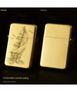 Chief Brass Oil Lighter, Ultra-thin Windproof Retro Grinding Wheel Ignit... - $336.32 MXN
