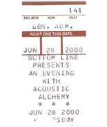 Vintage Acoustique Alchemy Ticket Stub Juin 8 2000 Le Bas Ligne New York... - £33.00 GBP