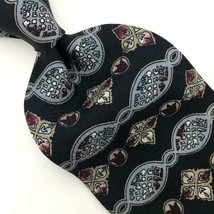 F N Made In USA Tie Black Gray Orchid Twisted Stripes Floral Silk Necktie I19-65 - £12.65 GBP
