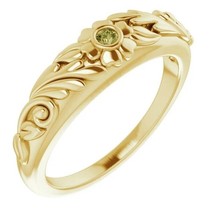 Authenticity Guarantee 
14K Yellow Gold Green Sapphire Ladies Floral Ring - £788.73 GBP+
