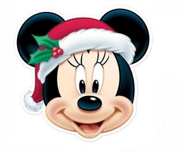 Christmas Minnie Mouse Face Edible Cake Topper Decoration - £10.38 GBP