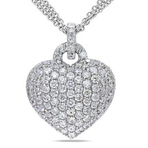 2.8ct Real Moissanite Cluster Puff Heart Love Pendant Necklace Sterling Silver - $121.54