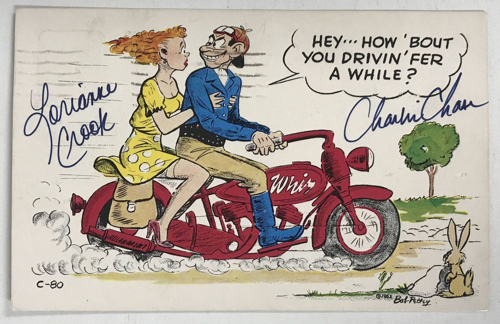 Lorianne Crook &amp; Charlie Chase Signed Autographed Vintage Postcard - $15.00