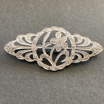 ANTIQUE ART DECO BRANDT 925 STERLING MARCASITE DESIGNER FLORAL BAR PIN B... - £24.91 GBP