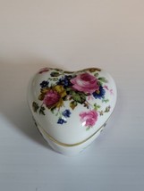 Vtg Royal Windsor Heart Shaped Floral Rose Trinket Box Fine Bone China E... - $22.00