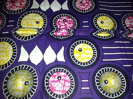 2 Yards Purple &amp; yellow African Fabric Super Hilton Ankara Real Wax Prints- - £16.50 GBP