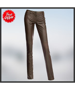 Women&#39;s Leather Pants Genuine Lambskin Leather Party Skinny Legging Trou... - $2,233.30 MXN
