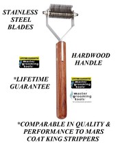 20 Blade Dog Coat Stripper Tool Stripping Hair Mat Breaker Wood Handle Rake King - £23.45 GBP