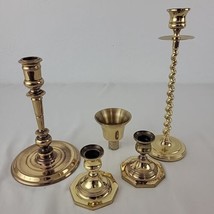 Baldwin Brass Candlesticks 4+ Lot Polished Weighted 10 1/2 in through 3&quot; Vtg - £31.93 GBP